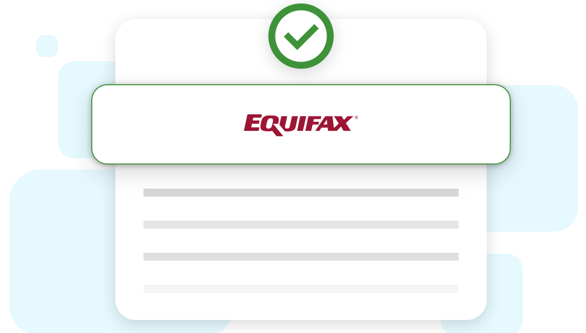 Illustration of a credit report based on Equifax data.